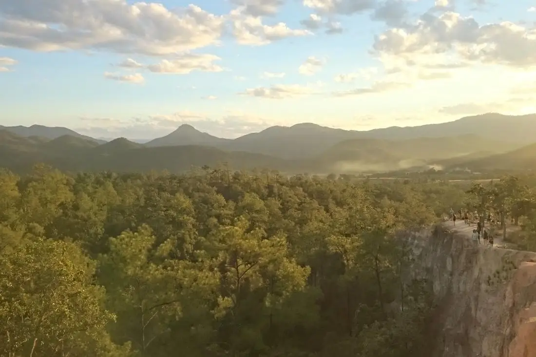 Pai Canyon's red-earth ridges at sunset